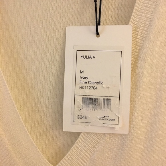 Theory Yulia V Cashmere-Silk V-neck Sweater NWT - Picture 4 of 7